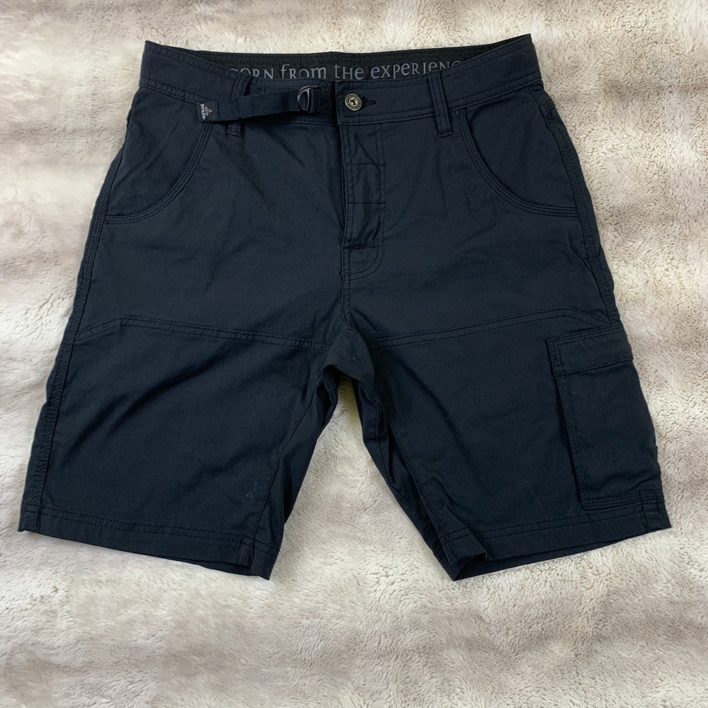 Prana Zion Mens Cargo Shorts Black 30W x 10L Hiking Climbing Stretch Nylon